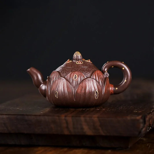 Full Handmade Yixing Zisha Teapot [Lotus] (Zi Ni - 100ml) - YIQIN TEA HOUSE | yiqinteahouse.com | <200ml, full handmade zisha teapot, new arrival, teapot, teaware