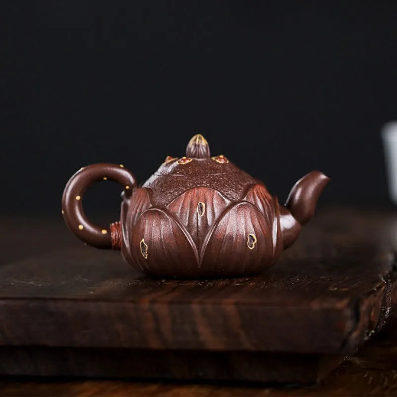 Full Handmade Yixing Zisha Teapot [Lotus] (Zi Ni - 100ml) - YIQIN TEA HOUSE | yiqinteahouse.com | <200ml, full handmade zisha teapot, new arrival, teapot, teaware