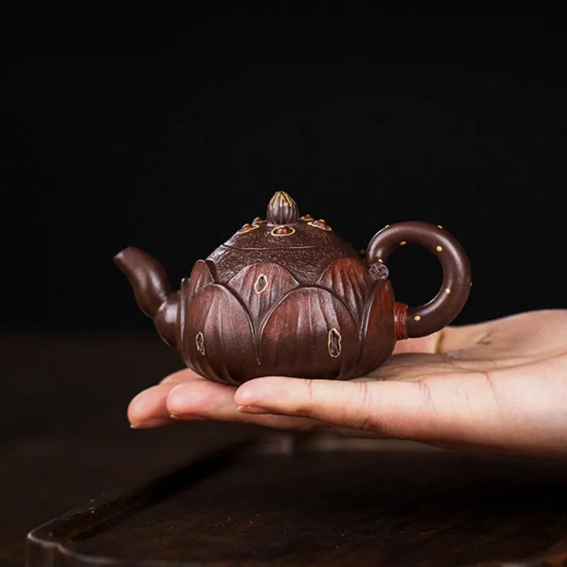 Full Handmade Yixing Zisha Teapot [Lotus] (Zi Ni - 100ml) - YIQIN TEA HOUSE | yiqinteahouse.com | <200ml, full handmade zisha teapot, new arrival, teapot, teaware