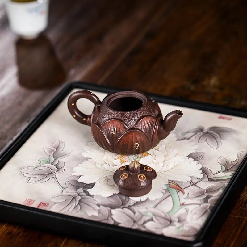 Full Handmade Yixing Zisha Teapot [Lotus] (Zi Ni - 100ml) - YIQIN TEA HOUSE | yiqinteahouse.com | <200ml, full handmade zisha teapot, new arrival, teapot, teaware