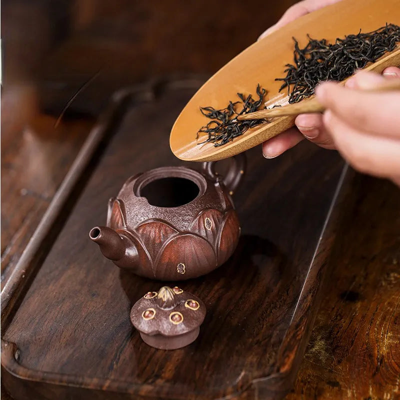 Full Handmade Yixing Zisha Teapot [Lotus] (Zi Ni - 100ml) - YIQIN TEA HOUSE | yiqinteahouse.com | <200ml, full handmade zisha teapot, new arrival, teapot, teaware