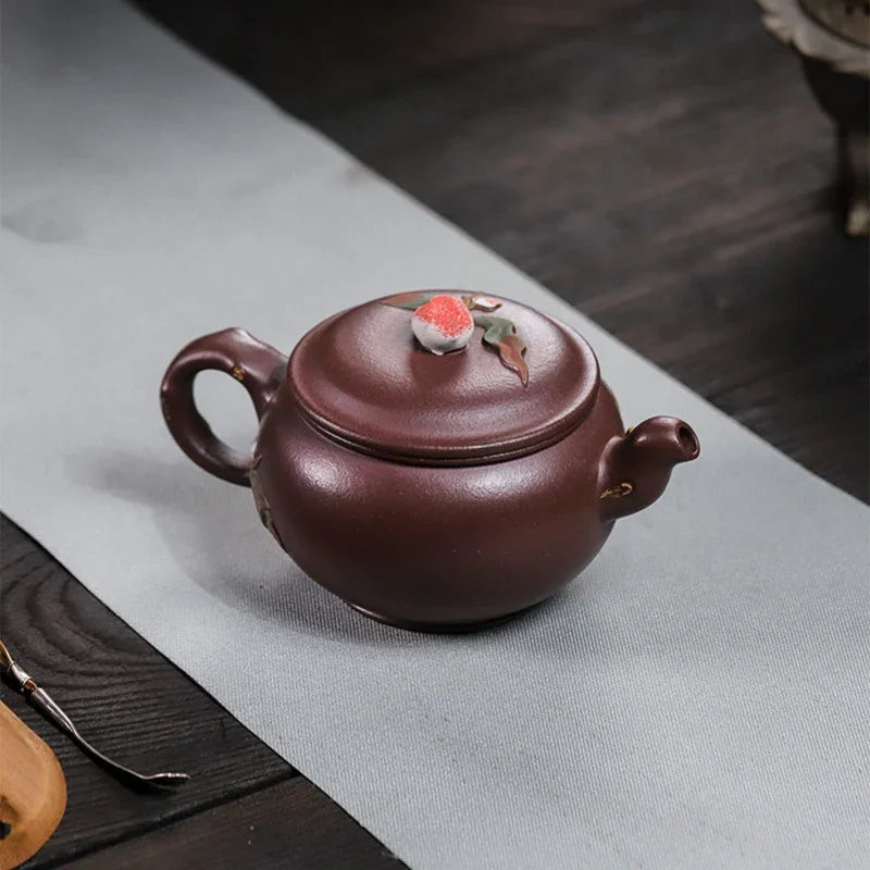 全手工宜兴紫砂茶壶 [福寿安康] (紫泥 - 260ml)