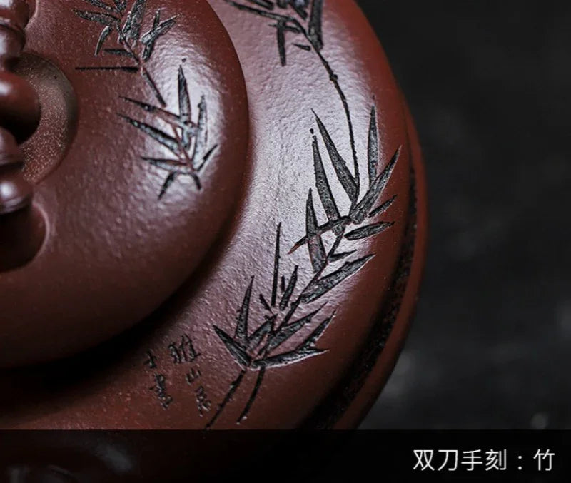 Teiera Yixing Zisha interamente fatta a mano [Lucky Bamboo] (Zi Ni - 480ml)