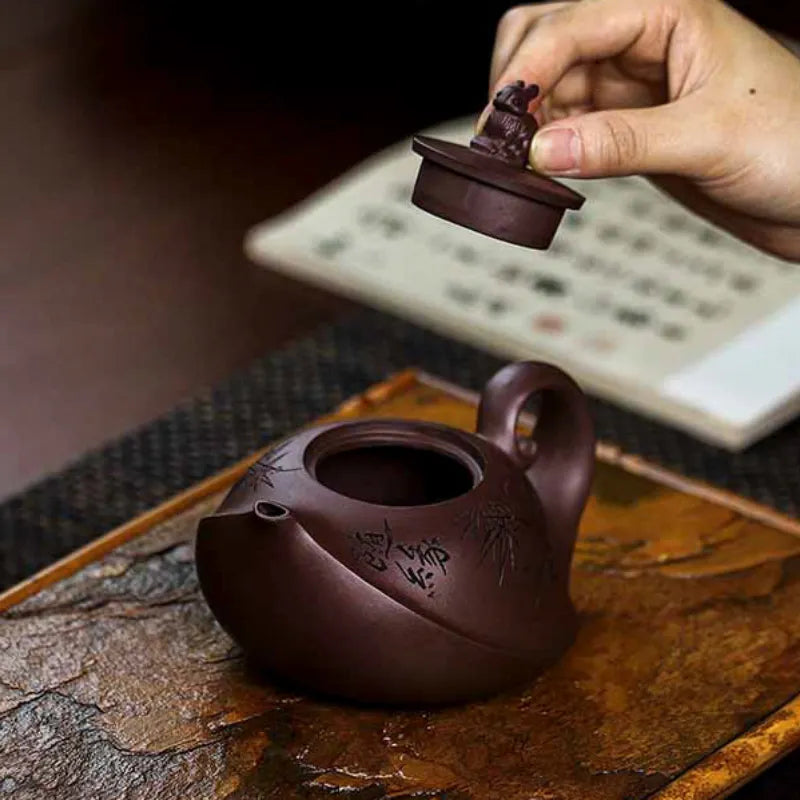 Full Handmade Yixing Zisha Teapot [Lucky] (Zi Xue Sha - 300ml) - YIQIN TEA HOUSE | yiqinteahouse.com | 200-300ml, full handmade zisha teapot, new arrival, teapot, teaware