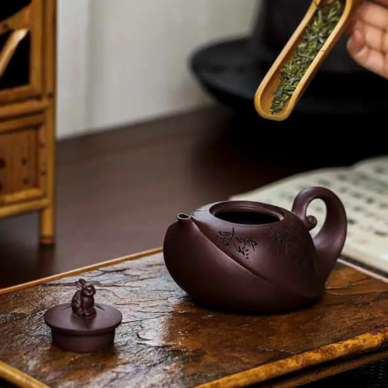 Full Handmade Yixing Zisha Teapot [Lucky] (Zi Xue Sha - 300ml) - YIQIN TEA HOUSE | yiqinteahouse.com | 200-300ml, full handmade zisha teapot, new arrival, teapot, teaware