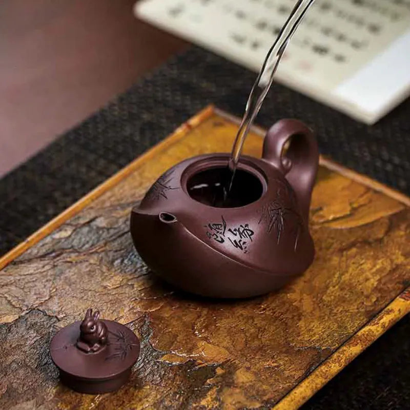 Full Handmade Yixing Zisha Teapot [Lucky] (Zi Xue Sha - 300ml) - YIQIN TEA HOUSE | yiqinteahouse.com | 200-300ml, full handmade zisha teapot, new arrival, teapot, teaware