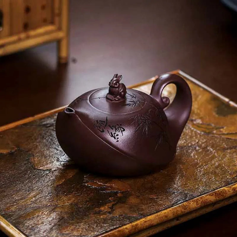 Full Handmade Yixing Zisha Teapot [Lucky] (Zi Xue Sha - 300ml) - YIQIN TEA HOUSE | yiqinteahouse.com | 200-300ml, full handmade zisha teapot, new arrival, teapot, teaware