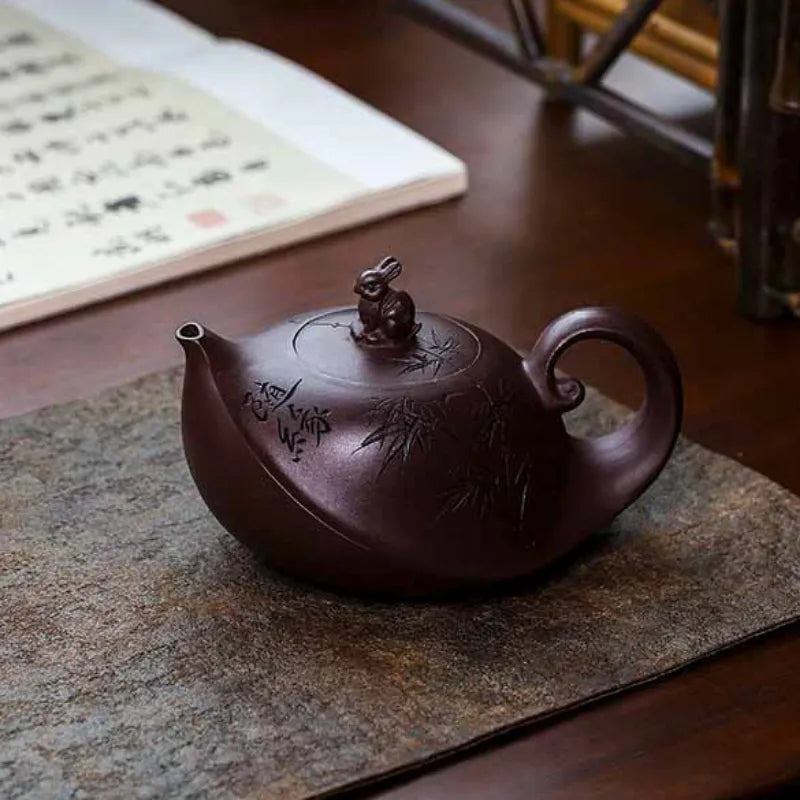 Full Handmade Yixing Zisha Teapot [Lucky] (Zi Xue Sha - 300ml) - YIQIN TEA HOUSE | yiqinteahouse.com | 200-300ml, full handmade zisha teapot, new arrival, teapot, teaware