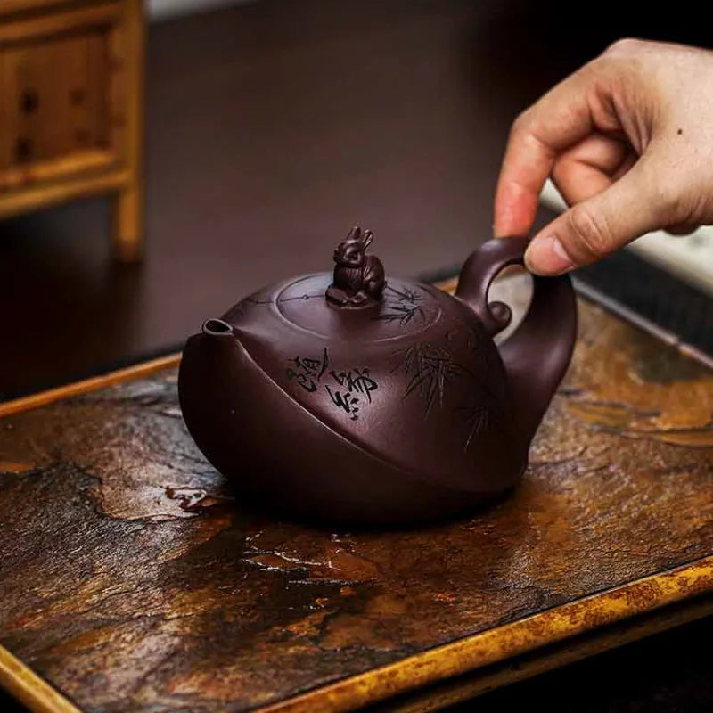 Full Handmade Yixing Zisha Teapot [Lucky] (Zi Xue Sha - 300ml) - YIQIN TEA HOUSE | yiqinteahouse.com | 200-300ml, full handmade zisha teapot, new arrival, teapot, teaware