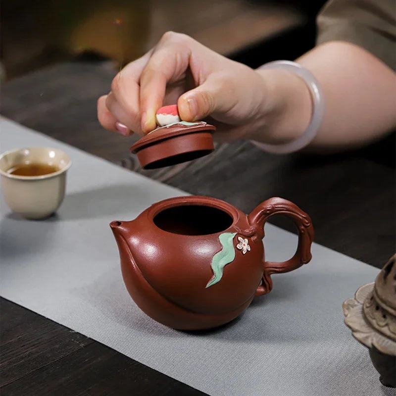 Teko Zisha Yixing Buatan Tangan Sepenuhnya [Luye Shoutao] (Hong Pi Long - 280ml)