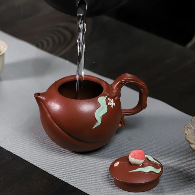 Teko Zisha Yixing Buatan Tangan Sepenuhnya [Luye Shoutao] (Hong Pi Long - 280ml)
