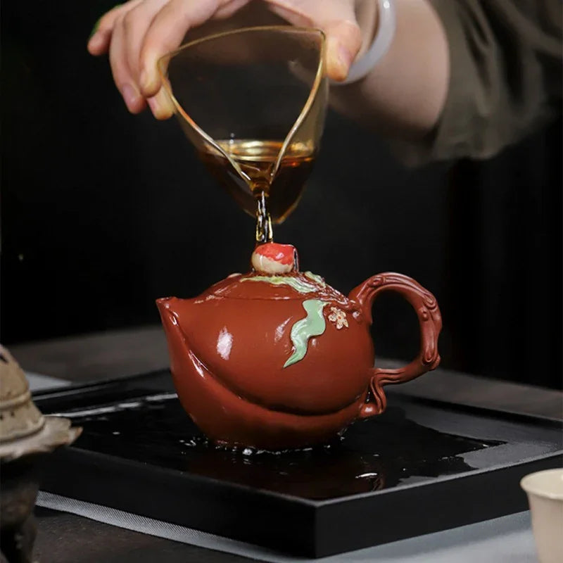 Teko Zisha Yixing Buatan Tangan Sepenuhnya [Luye Shoutao] (Hong Pi Long - 280ml)