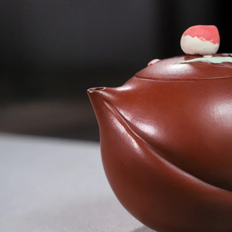 Teko Zisha Yixing Buatan Tangan Sepenuhnya [Luye Shoutao] (Hong Pi Long - 280ml)
