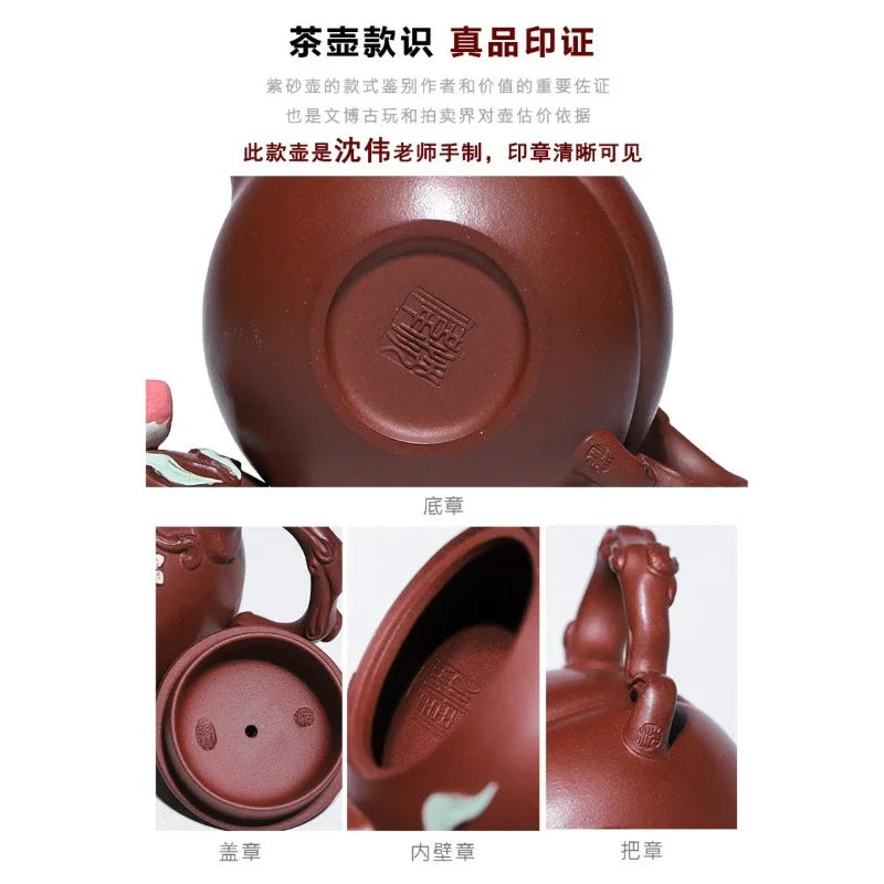 Teko Zisha Yixing Buatan Tangan Sepenuhnya [Luye Shoutao] (Hong Pi Long - 280ml)