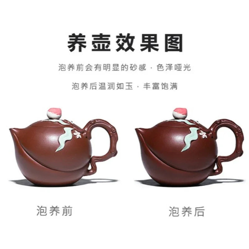 Teko Zisha Yixing Buatan Tangan Sepenuhnya [Luye Shoutao] (Hong Pi Long - 280ml)