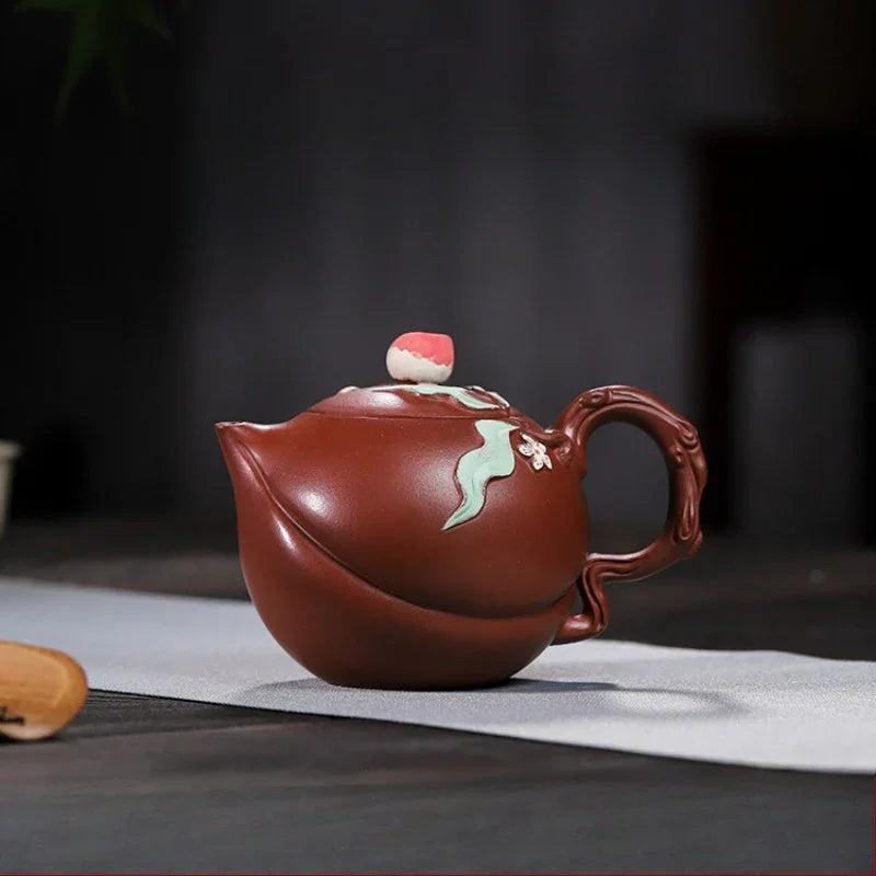 Teko Zisha Yixing Buatan Tangan Sepenuhnya [Luye Shoutao] (Hong Pi Long - 280ml)