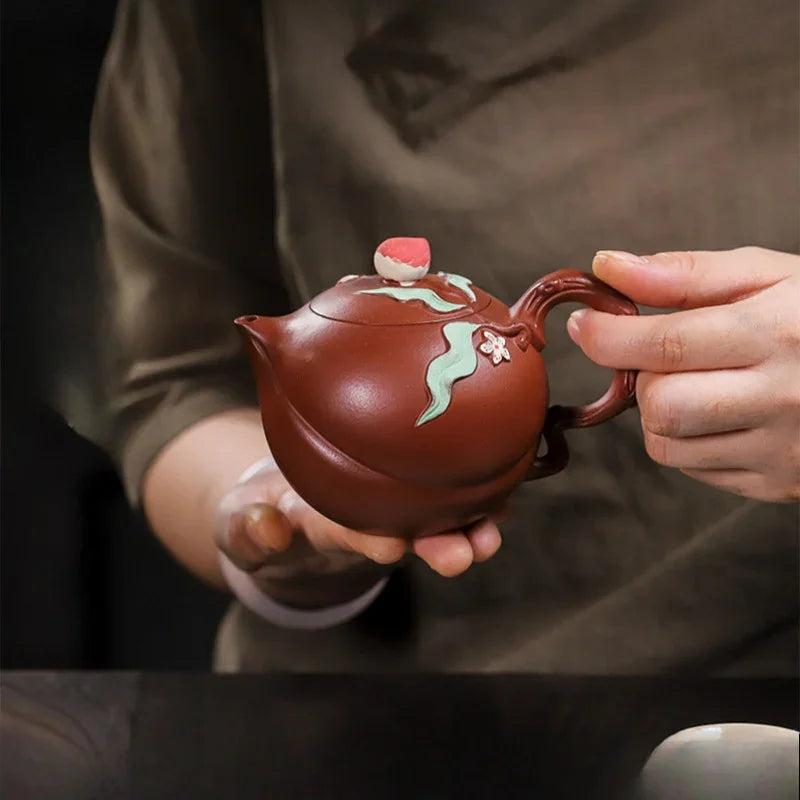 Teko Zisha Yixing Buatan Tangan Sepenuhnya [Luye Shoutao] (Hong Pi Long - 280ml)