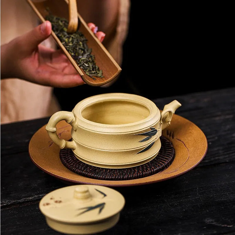 Full Handmade Yixing Zisha Teapot [Mei Zhu Shuang Qing] (Bensan Lu Ni - 230ml) - YIQIN TEA HOUSE | yiqinteahouse.com | 200-300ml, full handmade zisha teapot, new arrival, teapot, teaware