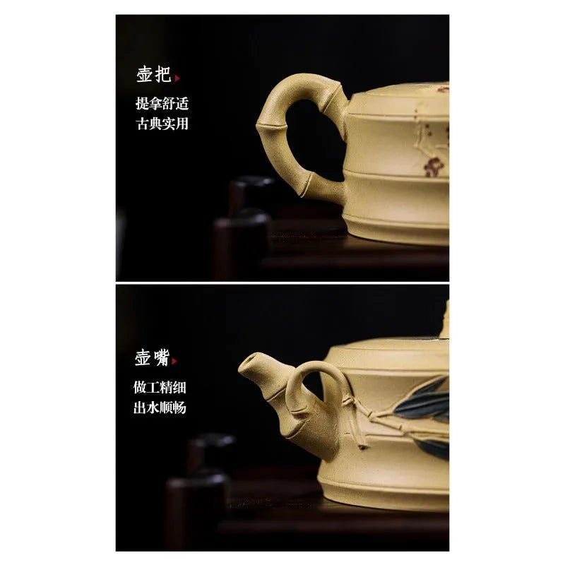 Full Handmade Yixing Zisha Teapot [Mei Zhu Shuang Qing] (Bensan Lu Ni - 230ml) - YIQIN TEA HOUSE | yiqinteahouse.com | 200-300ml, full handmade zisha teapot, new arrival, teapot, teaware