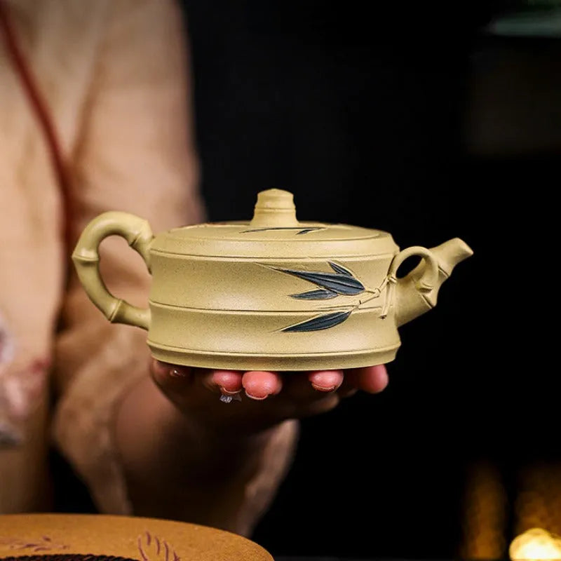 Full Handmade Yixing Zisha Teapot [Mei Zhu Shuang Qing] (Bensan Lu Ni - 230ml) - YIQIN TEA HOUSE | yiqinteahouse.com | 200-300ml, full handmade zisha teapot, new arrival, teapot, teaware