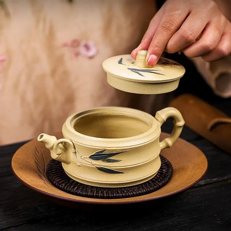 Full Handmade Yixing Zisha Teapot [Mei Zhu Shuang Qing] (Bensan Lu Ni - 230ml) - YIQIN TEA HOUSE | yiqinteahouse.com | 200-300ml, full handmade zisha teapot, new arrival, teapot, teaware