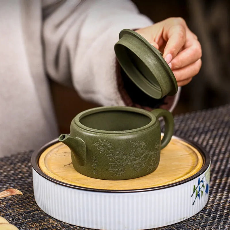 Full Handmade Yixing Zisha Teapot [Meixiang Rugu] (Taohua Lu Ni - 230ml) - YIQIN TEA HOUSE | yiqinteahouse.com | 200-300ml, full handmade zisha teapot, new arrival, teapot, teaware