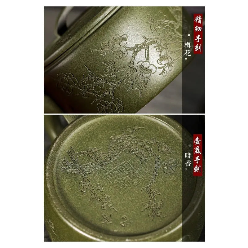 Full Handmade Yixing Zisha Teapot [Meixiang Rugu] (Taohua Lu Ni - 230ml) - YIQIN TEA HOUSE | yiqinteahouse.com | 200-300ml, full handmade zisha teapot, new arrival, teapot, teaware