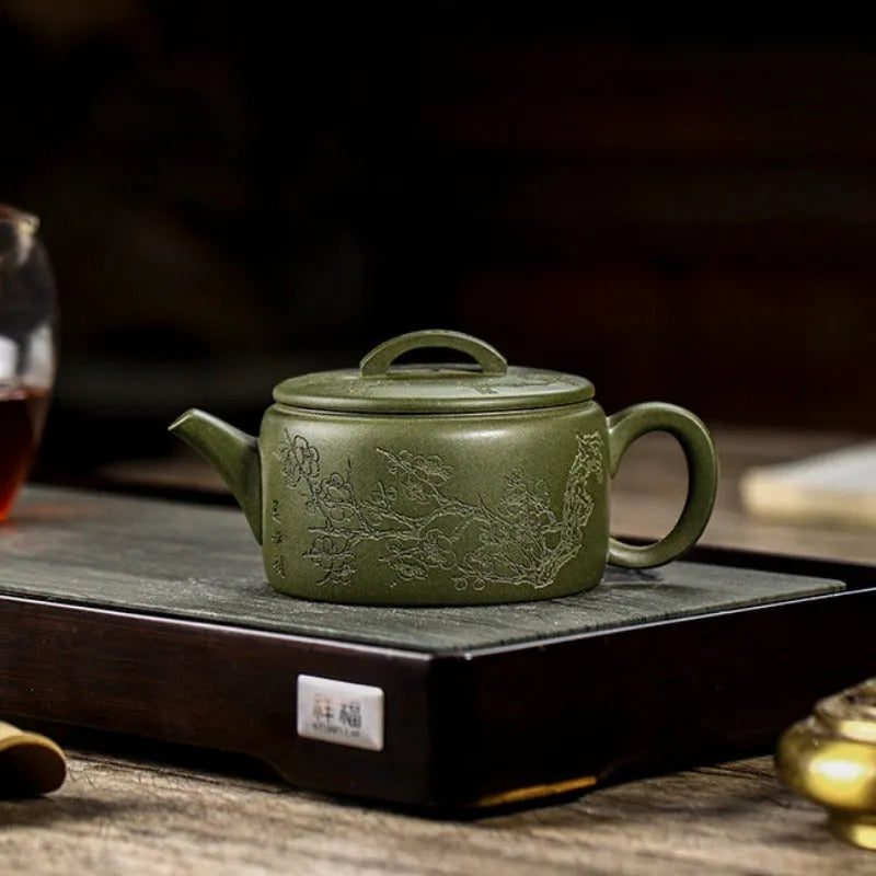 Full Handmade Yixing Zisha Teapot [Meixiang Rugu] (Taohua Lu Ni - 230ml) - YIQIN TEA HOUSE | yiqinteahouse.com | 200-300ml, full handmade zisha teapot, new arrival, teapot, teaware