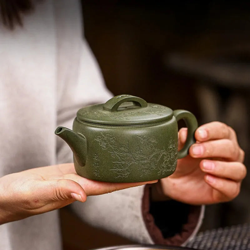 Full Handmade Yixing Zisha Teapot [Meixiang Rugu] (Taohua Lu Ni - 230ml) - YIQIN TEA HOUSE | yiqinteahouse.com | 200-300ml, full handmade zisha teapot, new arrival, teapot, teaware