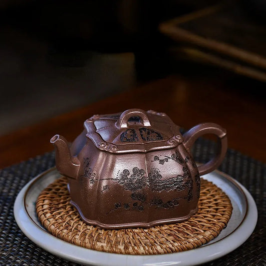 Full Handmade Yixing Zisha Teapot [Meixiang Rumeng] (Ziyu Jin Sha - 350ml) - YIQIN TEA HOUSE | yiqinteahouse.com | >300ml, full handmade zisha teapot, new arrival, teapot, teaware