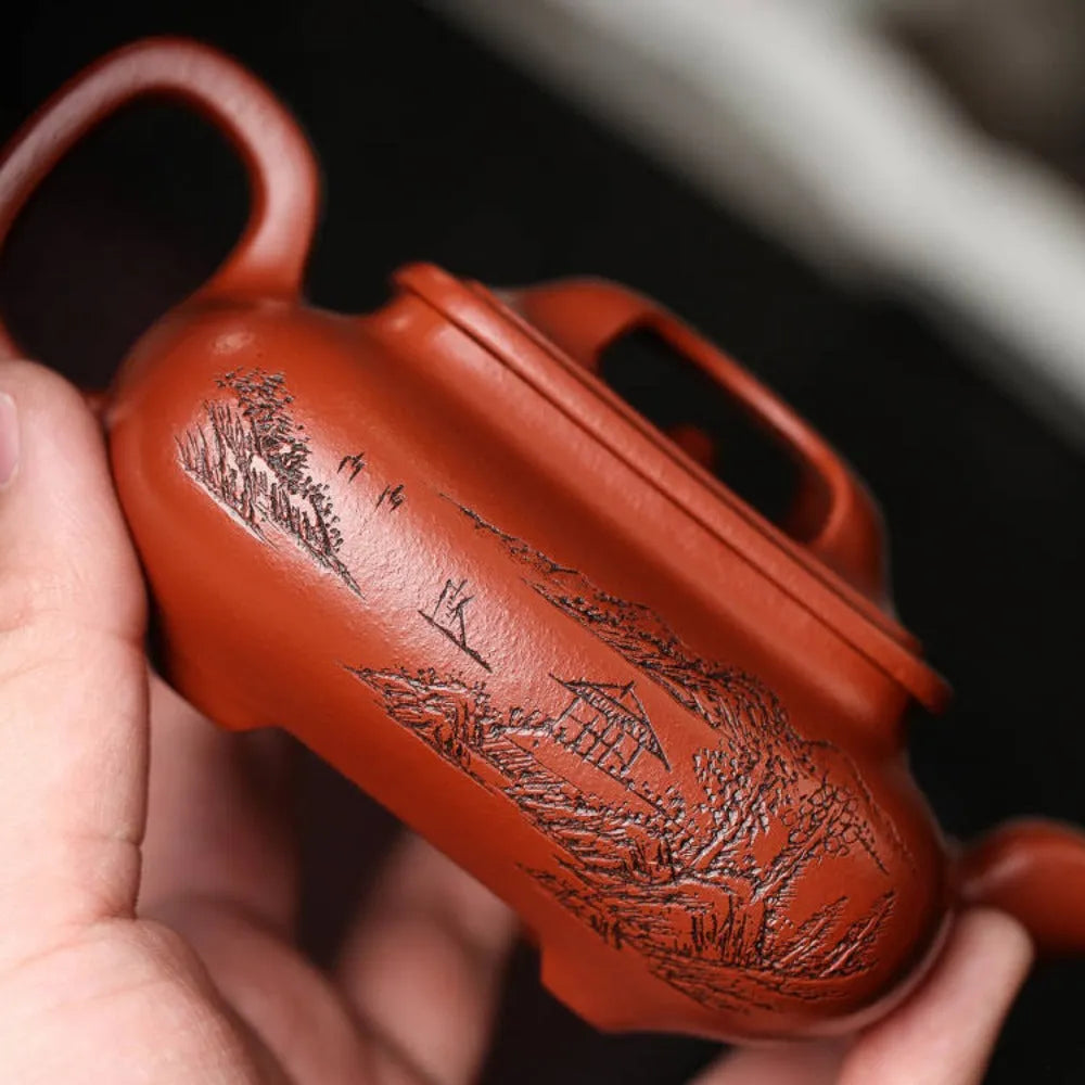 Full Handmade Yixing Zisha Teapot [Niu Gai Chuan Lu Pot] (Xiao Meiyao Zhu Ni - 250ml) - YIQIN TEA HOUSE | yiqinteahouse.com | 200-300ml, full handmade zisha teapot, new arrival, teapot, teaware