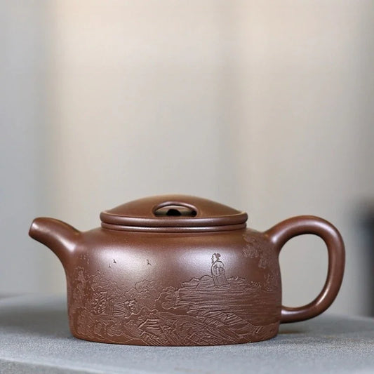 全手工宜兴紫砂茶壶 [牛盖莲子壶] (紫泥 - 230ml)