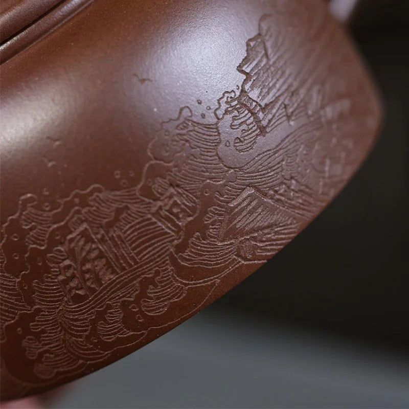 Full Handmade Yixing Zisha Teapot [Niu Gai Lianzi Pot] (Zi Ni - 230ml)