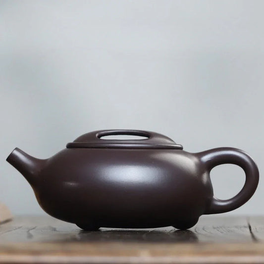 Full Handmade Yixing Zisha Teapot [Niu Gai Shi Piao Pot] (Lao Zi Ni - 250/420ml) - YIQIN TEA HOUSE | yiqinteahouse.com | 200-300ml, >300ml, full handmade zisha teapot, plain smooth, teapot, teaware
