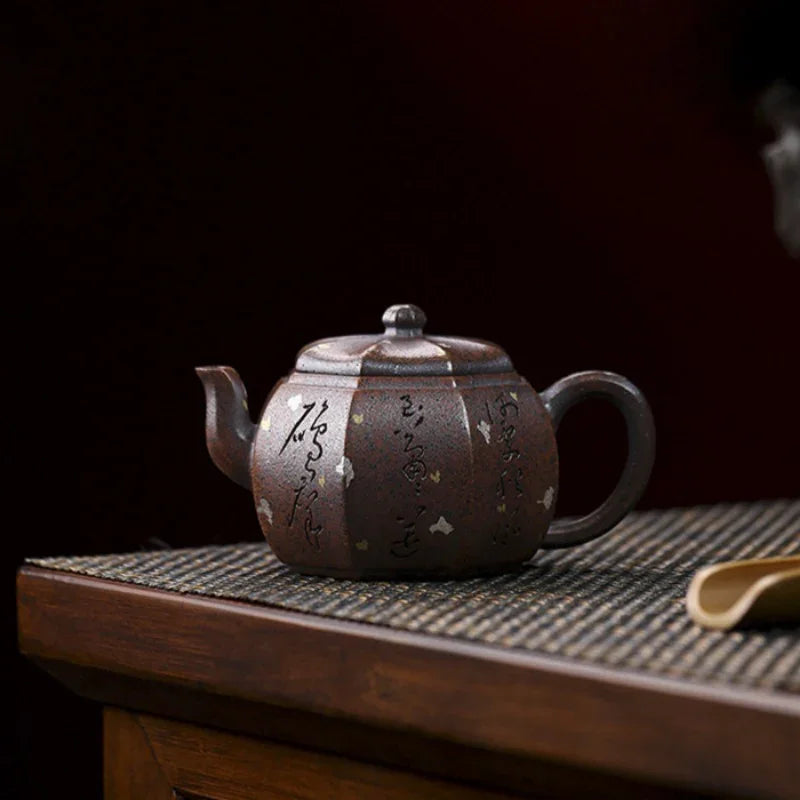 Full Handmade Yixing Zisha Teapot [Octagon Pear] (Firewood Fired Duan Ni - 250ml) - YIQIN TEA HOUSE | yiqinteahouse.com | 200-300ml, full handmade zisha teapot, teapot, teaware