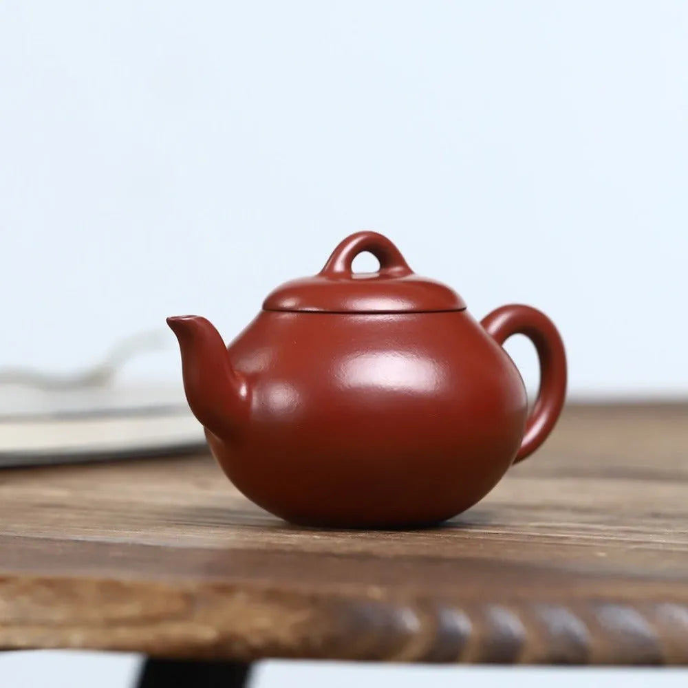 Full Handmade Yixing Zisha Teapot [Pao Gua Pot] (Dahongpao - 160ml) - YIQIN TEA HOUSE | yiqinteahouse.com | <200ml, full handmade zisha teapot, new arrival, plain smooth, teapot, teaware