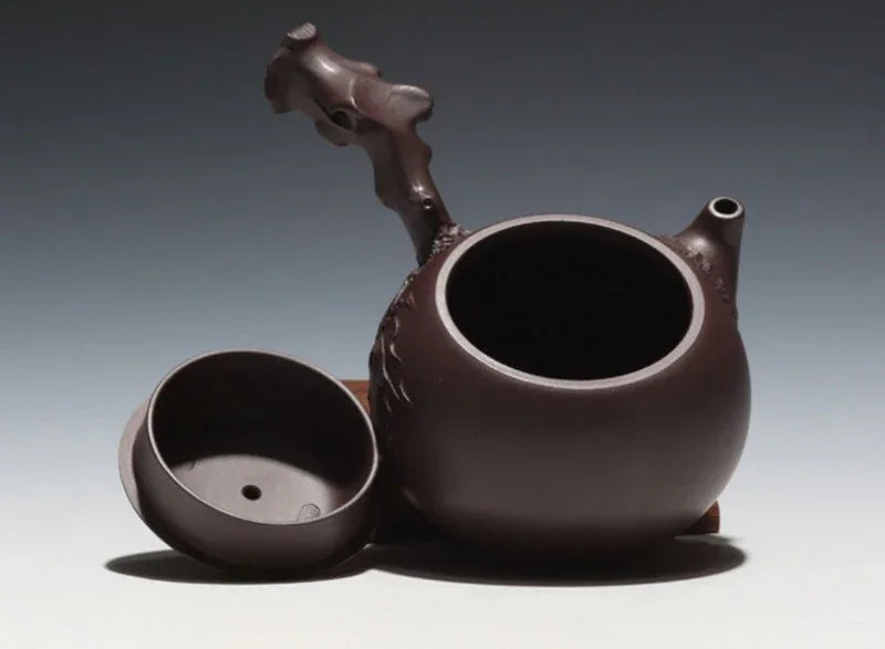 Full Handmade Yixing Zisha Teapot [Peach Side Handle Pot] (Lao Zi Ni - 170ml) - YIQIN TEA HOUSE | yiqinteahouse.com | <200ml, full handmade zisha teapot, teapot, teaware