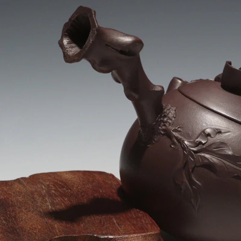 Full Handmade Yixing Zisha Teapot [Peach Side Handle Pot] (Lao Zi Ni - 170ml) - YIQIN TEA HOUSE | yiqinteahouse.com | <200ml, full handmade zisha teapot, teapot, teaware