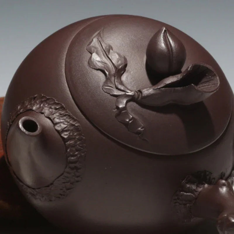 Full Handmade Yixing Zisha Teapot [Peach Side Handle Pot] (Lao Zi Ni - 170ml) - YIQIN TEA HOUSE | yiqinteahouse.com | <200ml, full handmade zisha teapot, teapot, teaware