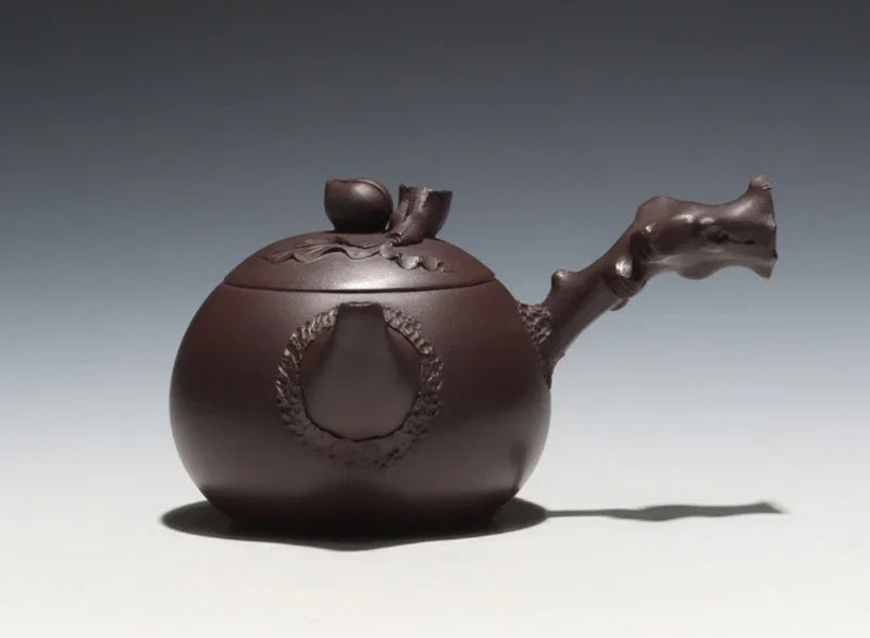 Full Handmade Yixing Zisha Teapot [Peach Side Handle Pot] (Lao Zi Ni - 170ml) - YIQIN TEA HOUSE | yiqinteahouse.com | <200ml, full handmade zisha teapot, teapot, teaware