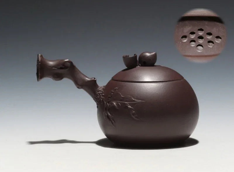Full Handmade Yixing Zisha Teapot [Peach Side Handle Pot] (Lao Zi Ni - 170ml) - YIQIN TEA HOUSE | yiqinteahouse.com | <200ml, full handmade zisha teapot, teapot, teaware