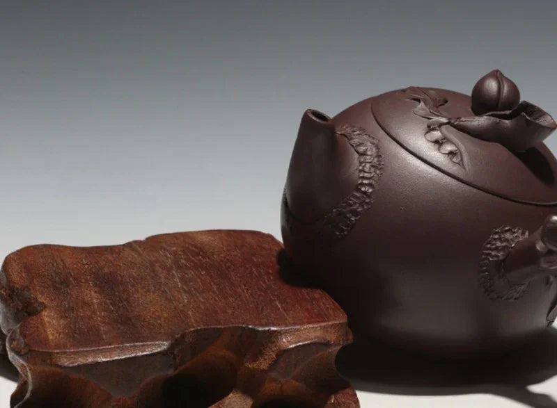 Full Handmade Yixing Zisha Teapot [Peach Side Handle Pot] (Lao Zi Ni - 170ml) - YIQIN TEA HOUSE | yiqinteahouse.com | <200ml, full handmade zisha teapot, teapot, teaware