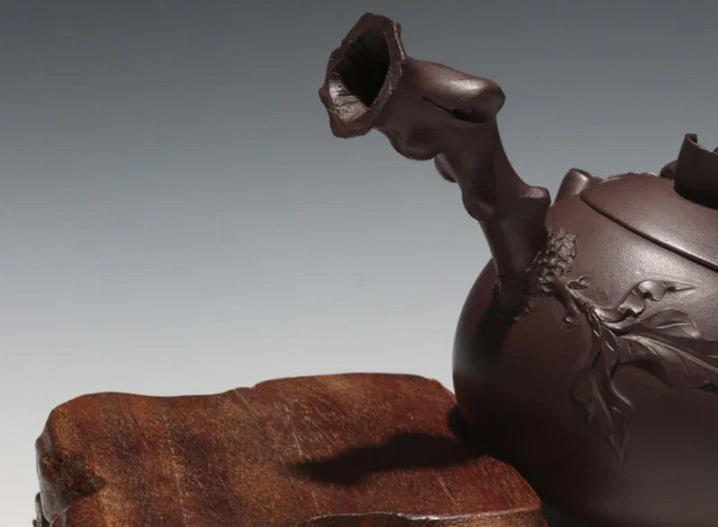 Full Handmade Yixing Zisha Teapot [Peach Side Handle Pot] (Lao Zi Ni - 170ml) - YIQIN TEA HOUSE | yiqinteahouse.com | <200ml, full handmade zisha teapot, teapot, teaware