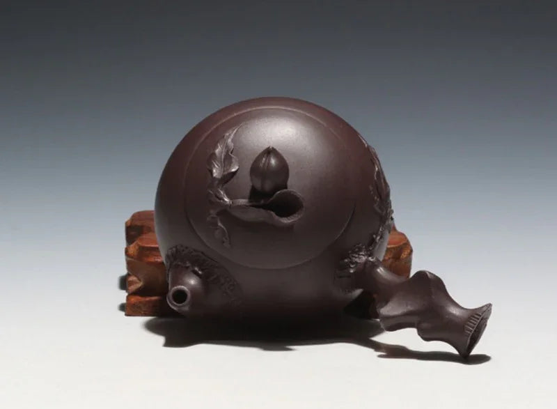 Full Handmade Yixing Zisha Teapot [Peach Side Handle Pot] (Lao Zi Ni - 170ml) - YIQIN TEA HOUSE | yiqinteahouse.com | <200ml, full handmade zisha teapot, teapot, teaware