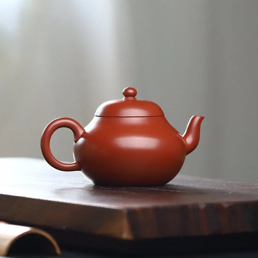 Full Handmade Yixing Zisha Teapot [Pear Pot] (Dahongpao - 180ml) - YIQIN TEA HOUSE | yiqinteahouse.com | <200ml, full handmade zisha teapot, new arrival, plain smooth, teapot, teaware