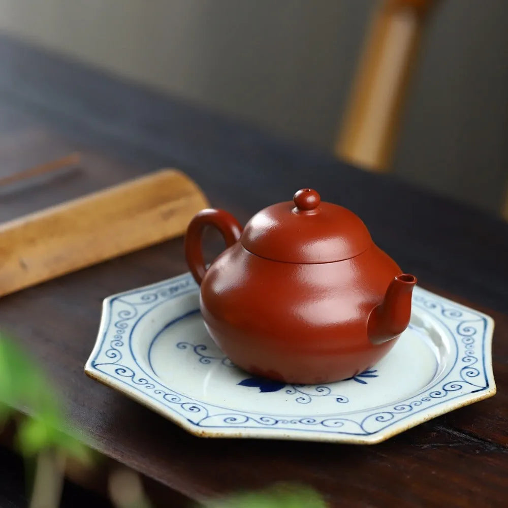 Full Handmade Yixing Zisha Teapot [Pear Pot] (Dahongpao - 180ml) - YIQIN TEA HOUSE | yiqinteahouse.com | <200ml, full handmade zisha teapot, new arrival, plain smooth, teapot, teaware