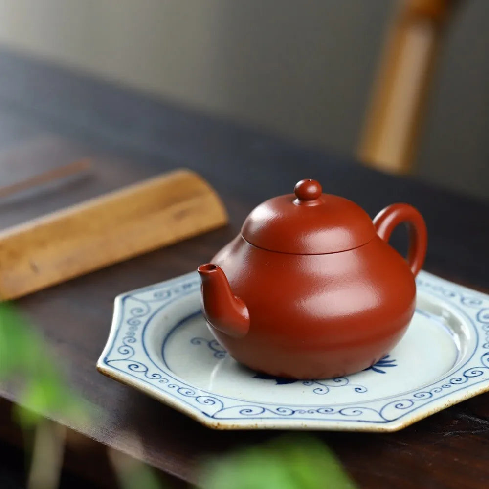 Full Handmade Yixing Zisha Teapot [Pear Pot] (Dahongpao - 180ml) - YIQIN TEA HOUSE | yiqinteahouse.com | <200ml, full handmade zisha teapot, new arrival, plain smooth, teapot, teaware