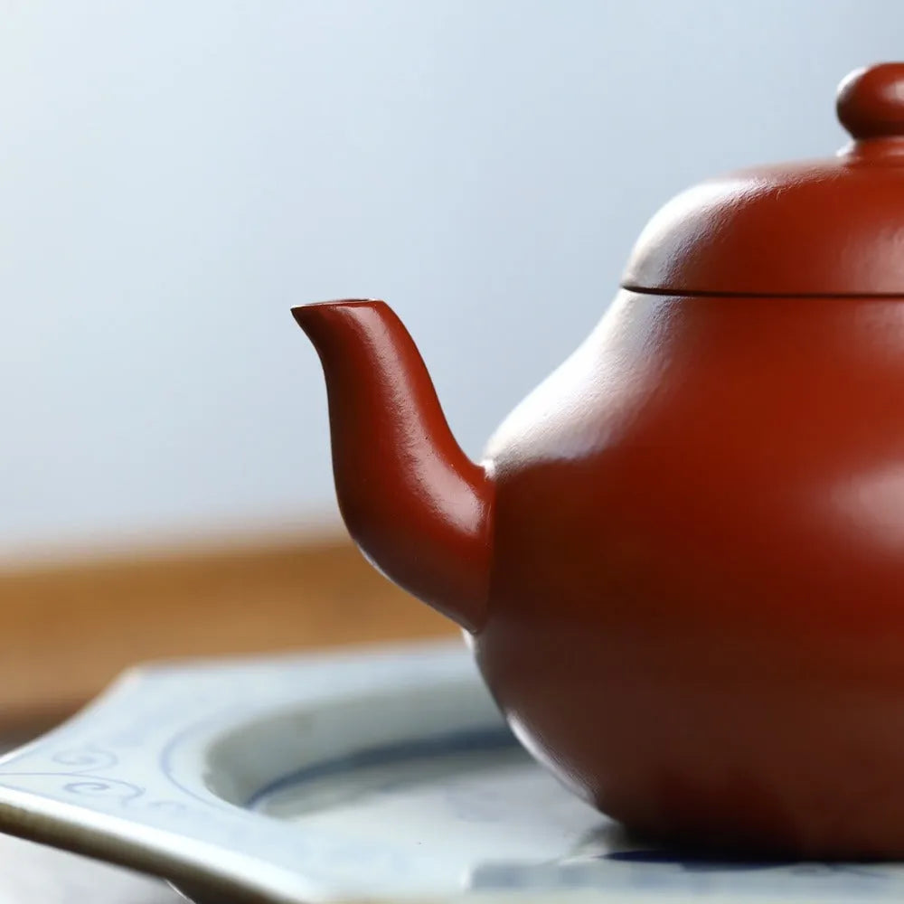 Full Handmade Yixing Zisha Teapot [Pear Pot] (Dahongpao - 180ml) - YIQIN TEA HOUSE | yiqinteahouse.com | <200ml, full handmade zisha teapot, new arrival, plain smooth, teapot, teaware