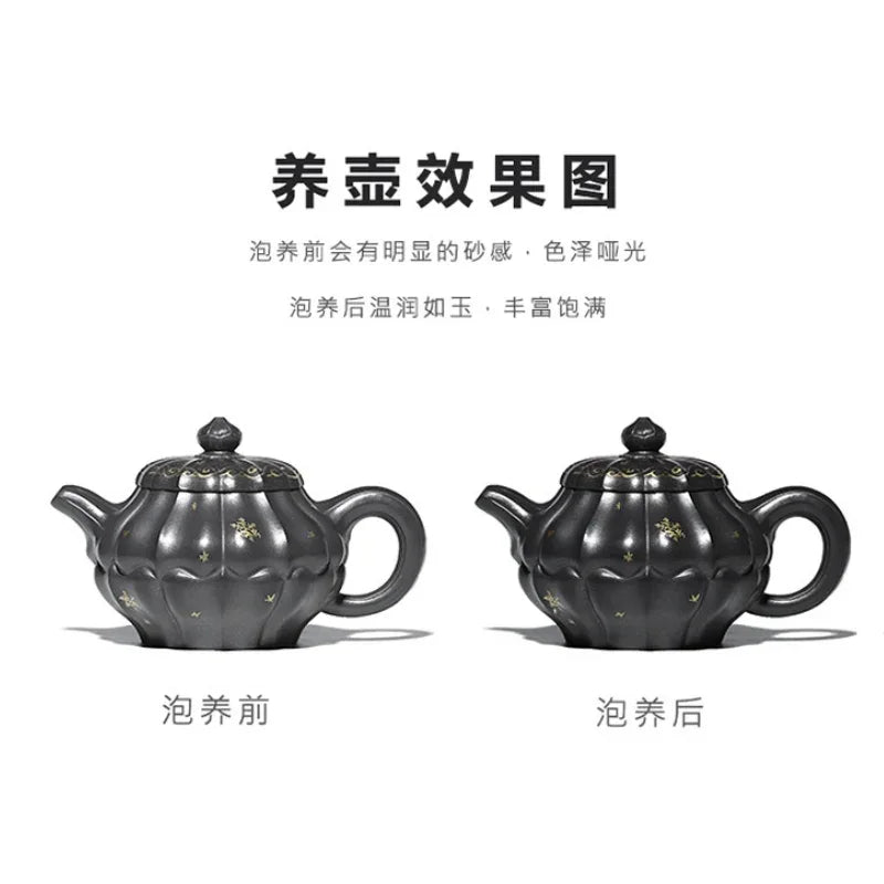 Teko Zisha Yixing Buatan Tangan Sepenuhnya [Piao Hua Jin Ling] (Tian Qing Ni - 270ml)