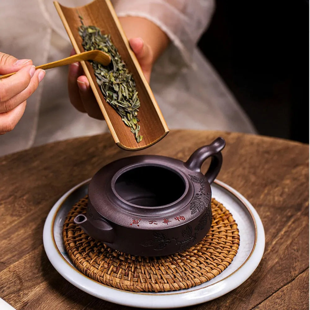 Full Handmade Yixing Zisha Teapot [Piao Hua Zhou Pan] (Lao Zi Ni - 420ml) - YIQIN TEA HOUSE | yiqinteahouse.com | 200-300ml, full handmade zisha teapot, new arrival, teapot, teaware